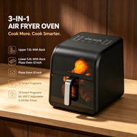 Friteuse à air numérique intelligente de 7,5 L à grande capacité et fenêtre visible, vente en gros d'usine pour cuisine domestique OEM/ODM CB