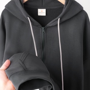 Sweat à capuche unisexe en molleton épais avec fermeture éclair, cordon de serrage, couleur unie, brodé, épaules tombantes, coupe ample, écologique, imprimé sur mesure - Product Image 6