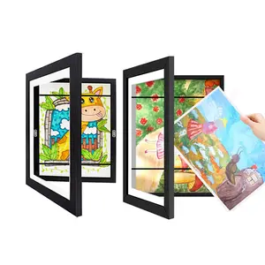 Moldura para crianças, quadro de desenho de fotos, quadros e imagens, moldura magnética com abertura frontal, ideal para crianças, oferta imperdível de 2024