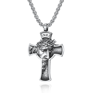 Top Qualidade Mens Aço Inoxidável Jesus Cristo Face Crucifixo Cruz Pingente Colar 2024 - Product Image 1