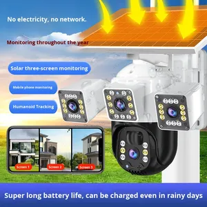 V360pro ngoài trời năng lượng mặt trời kích hoạt không thấm nước <span class=keywords><strong>IP</strong></span> <span class=keywords><strong>Camera</strong></span> <span class=keywords><strong>4</strong></span> ống kính 3 màn hình 3MP điều khiển từ xa đầy đủ màu sắc phát hiện tầm nhìn ban đêm - Product Image 5