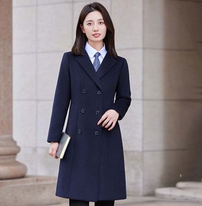 معطف صوف احترافي سميك بتصميم مخصص للرجال والنساء، بقصة ضيقة ومزدوج الصدر، مناسب كزي رسمي للاستقبال في الفنادق وللأعمال والتنقل اليومي - Product Image 6