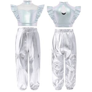 Conjunto de Danza Hip-Hop y Jazz para Niñas de 6 a 16 Años, Top Corto Metálico con Volantes y Pantalones para Competencias, Fabricantes de Disfraces de Danza - Product Image 5
