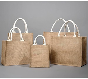 Bolsa de Yute Reciclado al por Mayor, Bolsa de Compras Ecológica de Arpillera, Bolsa de Supermercado Reutilizable con Asas y Logotipo Personalizado, Promocional - Product Image 3