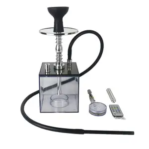 1 nóng Bán thiết kế mới vuông hookah dẫn ánh sáng đèn flash Acrylic Shisha vuông hookah