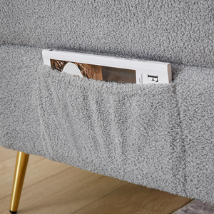 Modern Teddy Upholstered Accent Loveseat <b>Sofa</b> Set Side Pocket Folding Sleeper <b>Sofa</b> Bed Foldable Armrest Square Apartment Hotel - Product Image 3