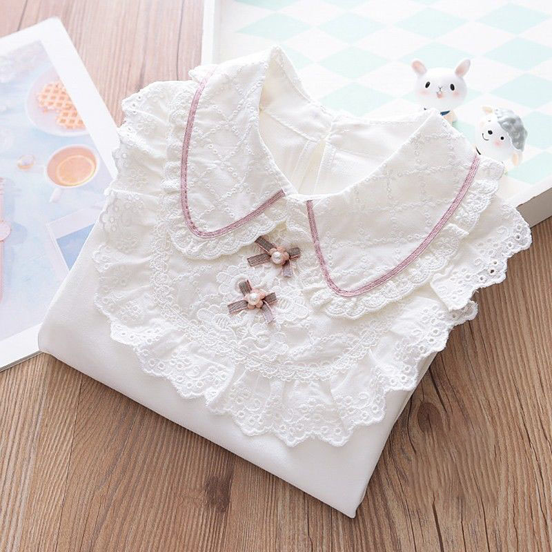 Cotton lapel 2 pearls