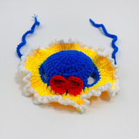 Chapeau et collier pour animaux de compagnie au crochet fait main, chapeau de soleil tricoté à fleurs pour chats et petits chiens, accessoire mignon pour photos de festival, couvre-cou pour animaux