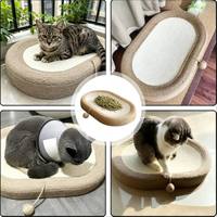 Lit pour chat ovale écologique en sisal, grand tapis anti-chute de poils, pour le jeu autonome et le tranchage des griffes des animaux de compagnie