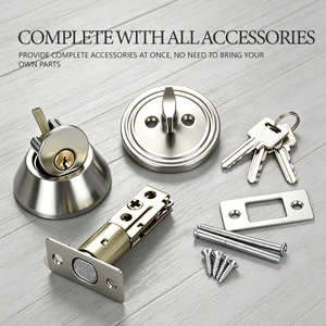 Stainless Steel Polished Single Cylinder Deadbolt <b>Lock</b> Knob Key Operated Waterproof Anti Theft for Wood <b>Door</b> Bedroom <b>Bathroom</b> - Product Image 2