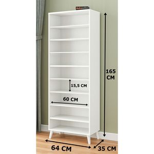 Meuble de rangement polyvalent Sonomo Wood Imaj blanc à 4 portes et 9 étagères, organisateur de chaussures à 4 portes - Product Image 5