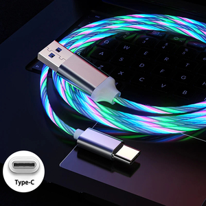 Cavo di ricarica rapida <span class=keywords><strong>3</strong></span>-in-1 con luce LED a flusso luminoso, Type-<span class=keywords><strong>C</strong></span>/Micro USB, in TPE resistente con anima in rame puro per stampante, computer, scanner di codici a barre - Product Image 6