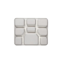 Plateau rectangulaire biodégradable robuste à 9 compartiments 330*265mm plaque de pulpe de canne à sucre plaque de bagasse jetable écologique