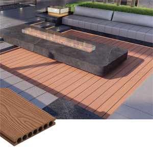 Planches <span class=keywords><strong>de</strong></span> terrasse en composite <span class=keywords><strong>bois</strong></span>-plastique (WPC) résistantes aux UV, faciles à installer, pour extérieur, aspect teck, revêtement <span class=keywords><strong>de</strong></span> sol en PE. - Product Image 3