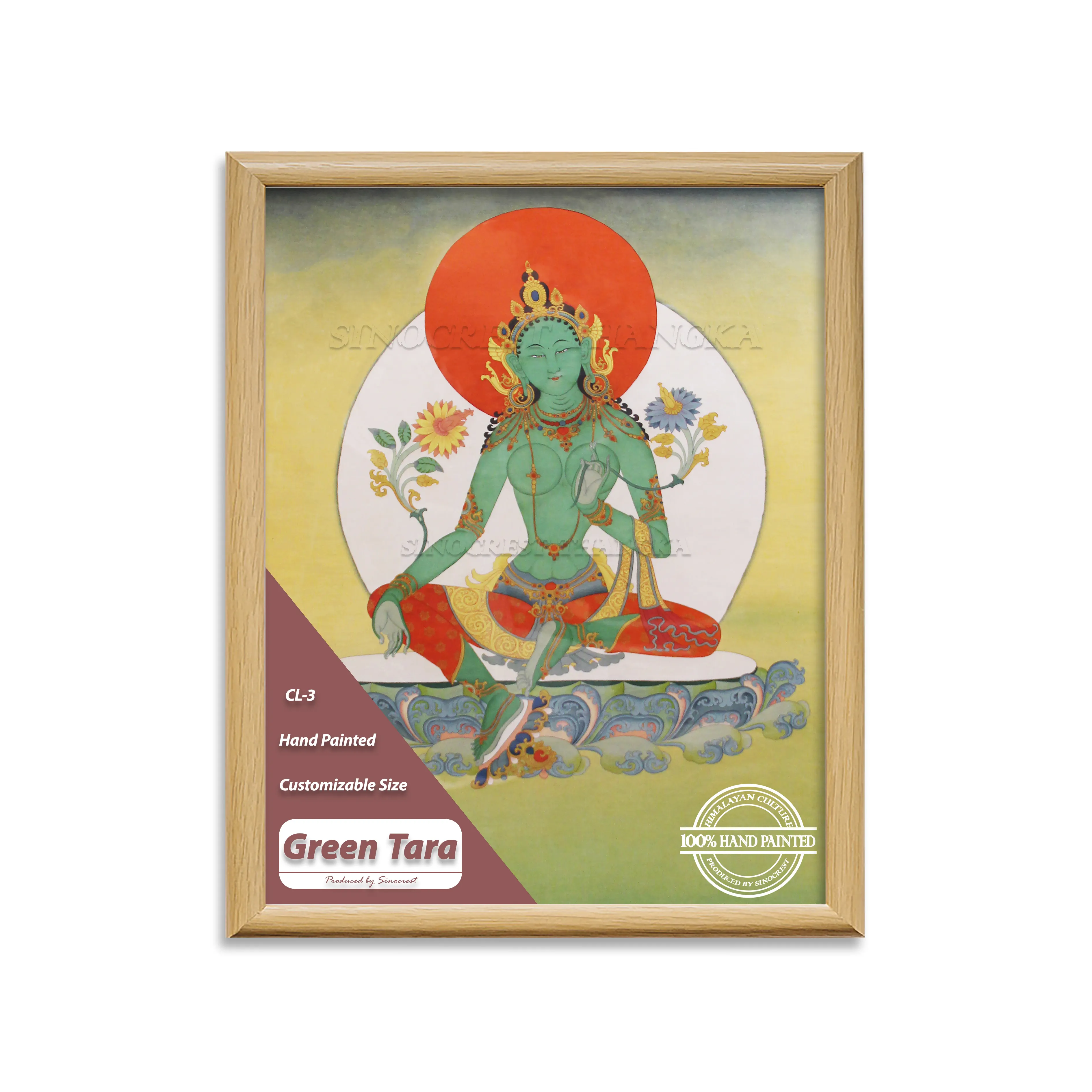 ירוק טרת יד צבוע Thangka ההימלאיה סגנון יד נמשך פנים קישוט ציור cl-3 משלוח חינם