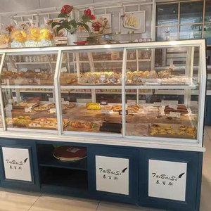 Armadi da esposizione per panetteria Premium personalizzati in vetro con illuminazione a LED in legno per pasticcerie da forno Premium - Product Image 3