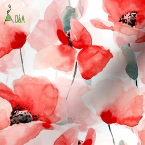 Hermosa acuarela Floral amapolas rojas Jardín Botánico impreso tela 100% tela de rayón para ropa - Product Image 2