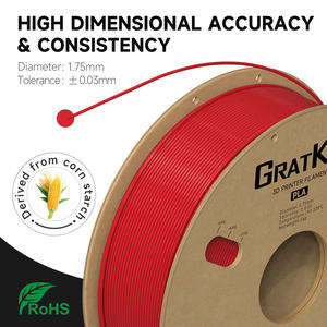 Высококачественная красная PLA-нить Gratkit для 3D-принтеров, 1,75 мм, 1 кг на картонной катушке, прочность на растяжение 36+1,5 по ASTM D638 - Product Image 2