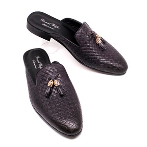 Mules décontractées pour hommes en cuir véritable à pampilles, style demi-loafers, pour l'extérieur - Product Image 6