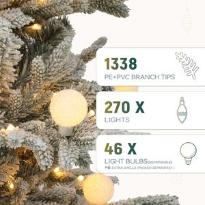 <span class=keywords><strong>Sapin</strong></span> de Noël en <span class=keywords><strong>sapin</strong></span> aspen pré-éclairé de 1,80 m, effet neige, avec télécommande, 270 lumières chaudes blanches/multicolores changeantes, 46 ampoules - Product Image 6