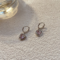 Go Party délicat 925 aiguille en argent rose zircone cubique anneaux d'oreille étoile boucle d'oreille amour coeur pendentif boucles d'oreilles pour femmes