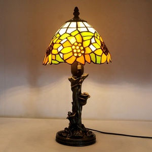 Lampe de bureau LongHuiJing de 8 pouces, style campagnard américain, lampe Tiffany en verre teinté, abat-jour tournesol - Product Image 4