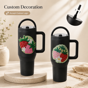 Personalized Stainless Steel Travel <b>Mug</b> with Custom Design <b>Large</b> Handle and Reusable Lid - Product Image 1
