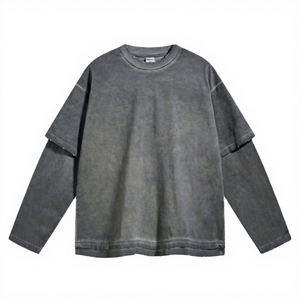 เสื้อยืดแขนยาวผู้ชายทรงโอเวอร์ไซส์ ดีไซน์ใหม่ คุณภาพสูง ผ้าฝ้าย 100% เนื้อผ้าสองชั้น ระบายอากาศได้ดี แห้งเร็ว - Product Image 6