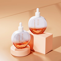 Flacon compte-gouttes en verre élégant personnalisé de 50 ml, design créatif, paroi épaisse, pour sérum de soin de la peau, huile essentielle, parfum, huile capillaire
