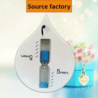 Minuteur sablier en forme de goutte d'eau à ventouse, 5 minutes, design moderne et simple, pour fêtes, réunions, salle de bain, plage, maison, bureau