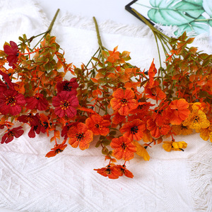 Bouquet de fleurs artificielles orange, jaune, rouge, en plastique, haute simulation, pour décoration d'automne, usage domestique, 30cm, 100cm - Product Image 1