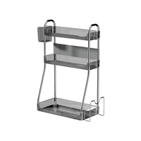 Organisateur de comptoir de cuisine universel, écologique et multifonctionnel, étagère à épices à 3 niveaux en acier inoxydable, pour toute la maison