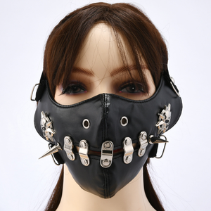 Produits sexuels pour couples Nouveau masque d'équitation Rivet Punk Halloween Discothèque Rock Stage Performance Masque en cuir BDSM Bondgae Gear - Product Image 1