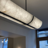 Lustre moderne de luxe en acier et albâtre, style nordique, pour restaurant, salle à manger, luminaire d'intérieur
