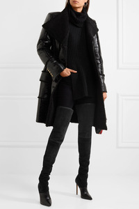 Produttore personalizzato da donna nero marrone cucito superiore <span class=keywords><strong>elasticizzato</strong></span> Suede stivali sopra il ginocchio stivali alti 11cm sopra il tacco - Product Image 3