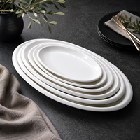 Assiette ovale en céramique de style européen, vente en gros directe usine, pour hôtels et restaurants, motif personnalisé, pour mariages et fêtes, en stock