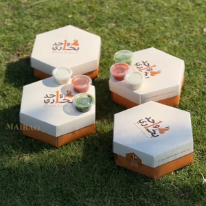 Caja de Embalaje Plegable para Pollo BBQ Mandi, Diseño Nuevo, Caja para Arroz con Pechuga Ahumada, Contenedor de Comida para Llevar con Tapa para Mandi Árabe de Cordero - Product Image 3