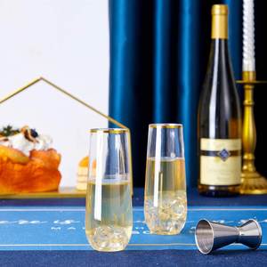 Copas de Champán sin Tallo con Borde Dorado, Copas de Champán para Boda, Capacidad de 9 oz, Juego de Vasos Elegantes para Fiestas - Product Image 3