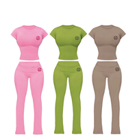 T-shirt en jersey de coton Y2K pour femmes, ensemble deux pièces vintage avec t-shirt à manches courtes raglan et bouton de pantalon décoré