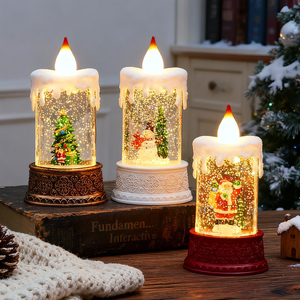 Squisita Lanterna Natalizia a Sfera di Neve con Candela LED Tremolante, Luce Calda a Batteria, Decorazione Festiva per la Casa in Plastica - Product Image 2