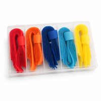 Lot de 50 attaches-câbles Velcro 5 couleurs, réutilisables et ajustables, avec boîte de rangement pour le tri des câbles