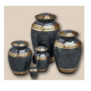 Urne funéraire moderne marron foncé, urnes funéraires en marbre, urnes funéraires en laiton, urnes funéraires en métal pour la crémation - Product Image 4