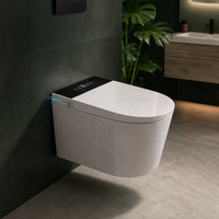 WC intelligent mural avec capteur de chasse d'eau, bidet intégré, sans bride, siège chauffant, lavage à l'eau chaude, séchage à l'air, désodorisant pour salle de bain