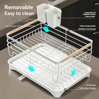 Égouttoir à vaisselle multi-compartiments peu encombrant, support portable pour couverts et tasses, unité de rangement pour vaisselle de cuisine domestique