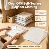 Sac refermable transparent en BOPP avec fermeture autocollante pour emballage cadeau et artisanat, taille 450 * 500 mm