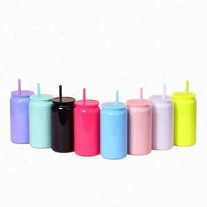 16oz Stainless Steel Shimmer Double Wall Sublimation Glitter Tumbler <b>with</b> <b>Lid</b> and Straw Party Use 6-12 Hours Thermal Insulation - Product Image 1