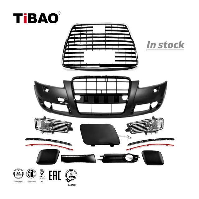 TiBAO Auto Body Part Front Bumper Kit With Grille fog light for Audi A6 C6 Avant 2004 - 2011 4F0807105ABGRU 4FD941700A 4FD94169A