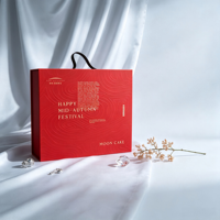 Luxuriöse Umweltfreundliche Rote Mid-Autumn Festival Mondkuchen Geschenkbox mit Griff Maßgefertigte Pappe Fotorahmen Verpackung