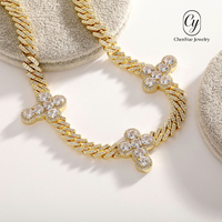 Chaîne cubaine hip-hop CY avec pendentif croix entièrement serti de diamants, accessoires détachables, bracelet DIY tendance, bijoux pour hommes et femmes, vente en gros