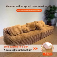Canapé d'angle en velours côtelé épais compressé sous vide, design moderne et épuré, amovible, lavable, gain de place